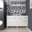 Ver imagem 2 de Balcão Cozinha Armário Gabiente Pia de 140 Cm com 4 Portas e 1 Gavetas Camila Branco