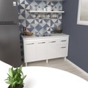 Ver imagem 3 de Balcão Cozinha Armário Gabiente Pia de 140 Cm com 4 Portas e 1 Gavetas Camila Branco