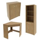Ver imagem 2 de Conjunto Home Office Mesa Balcão Armário 3 Peças Amêndoa