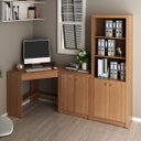 Ver imagem 1 de Conjunto Home Office Mesa Balcão Armário 3 Peças Amêndoa