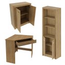 Ver imagem 5 de Conjunto Home Office Mesa Balcão Armário 3 Peças Amêndoa