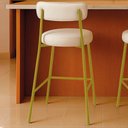 Ver imagem 3 de Banqueta Cozinha Alta com Encosto Industrial Dourado Londres Pu Branco D03 - D'Rossi