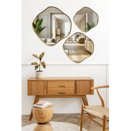 Kit com 3 Espelhos Orgânicos Decorativos Design em Madeira - 2