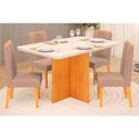 Ver imagem 1 de Conjunto: Mesa Sala Jantar Hera Tampo Madeirado C/ Vidro Reto 120x90cm e 4 Cadeiras Lia Cedro/off