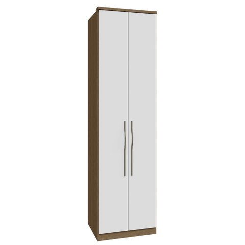 Guarda Roupa Modulado 02 Portas com Prateleiras 245cm Altura Setiba - Carvalho/Branco