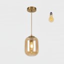 Ver imagem 2 de Pendente Moderno Glass Dourado Vidro Âmbar com Lâmpada Led
