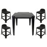 Mesa Quadrada Plástico Monobloco 70cm Preta + 4 Banquetas com Encosto - 1