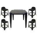 Ver imagem 1 de Mesa Quadrada Plástico Monobloco 70cm Preta + 4 Banquetas com Encosto