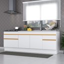 Ver imagem 3 de Kit com 2 Balcões de Cozinha 150cm e 70cm com Rodapé Veneza Multimóveis V2108 Branco/dourado
