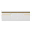 Ver imagem 6 de Kit com 2 Balcões de Cozinha 150cm e 70cm com Rodapé Veneza Multimóveis V2108 Branco/dourado