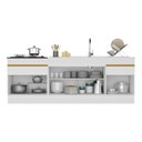 Ver imagem 5 de Kit com 2 Balcões de Cozinha 150cm e 70cm com Rodapé Veneza Multimóveis V2108 Branco/dourado