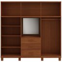 Ver imagem 7 de Guarda Roupa Casal com Espelho 10 Portas Aplique 3 Gavetas Madeira Maciça Lorie F06 Castanho - Lyam