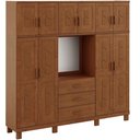 Ver imagem 2 de Guarda Roupa Casal com Espelho 10 Portas Aplique 3 Gavetas Madeira Maciça Lorie F06 Castanho - Lyam
