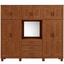 Ver mais imagens de Guarda Roupa Casal com Espelho 10 Portas Aplique 3 Gavetas Madeira Maciça Lorie F06 Castanho - Lyam