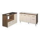 Ver imagem 1 de Armário Camila Cozinha Gabinete de Pia 140 Cm e Balcão para Cooktop 5 Bocas e Forno ou Microondas Al