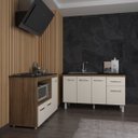 Ver imagem 3 de Armário Camila Cozinha Gabinete de Pia 140 Cm e Balcão para Cooktop 5 Bocas e Forno ou Microondas Al