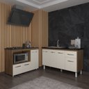 Ver imagem 2 de Armário Camila Cozinha Gabinete de Pia 140 Cm e Balcão para Cooktop 5 Bocas e Forno ou Microondas Al
