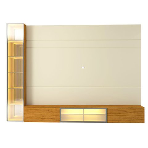 Home para Tv Luminare 1 Cristaleira Led Vidro Reflecta 100% Mdf Off White Naturale - Gelius