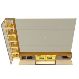 Home para Tv Luminare 1 Cristaleira Led Vidro Reflecta 100% Mdf Off White Naturale - Gelius - 2
