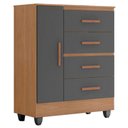 Ver imagem 2 de Cômoda Ambiente Lite 4 Gavetas 01 Porta Nature Cinza – Móveis Leão