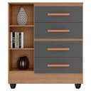 Ver imagem 3 de Cômoda Ambiente Lite 4 Gavetas 01 Porta Nature Cinza – Móveis Leão