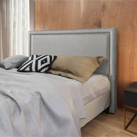 Cabeceira Cama Box Queen 1,60m Estofada Aruba Linho Cinza