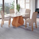 Ver imagem 1 de Mesa de Jantar 4 Lugares Ágata Fernanda com Vidro Cinamomo/off White/bege - Cimol