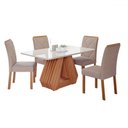 Ver imagem 3 de Mesa de Jantar 4 Lugares Ágata Fernanda com Vidro Cinamomo/off White/bege - Cimol