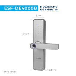Fechadura Digital de Embutir Wi-fi Esf-de4000b + Instalação Prata Elsys - 7