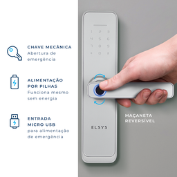 Fechadura Digital de Embutir Wi-fi Esf-de4000b + Instalação Prata Elsys - 5