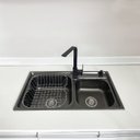 Ver imagem 5 de Cuba Dupla Cor Preta Cozinha Gourmet Aço Inox Luxo com Acessórios - Brinovar