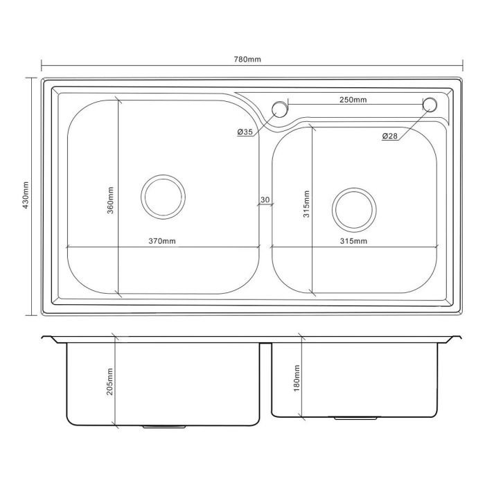 Cuba Dupla Cor Preta Cozinha Gourmet Aço Inox Luxo com Acessórios - Brinovar - 5