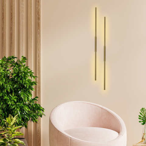 Arandela Linear Moderna Dourada 1m 10w 3.000k Interna Aurora Ilunato