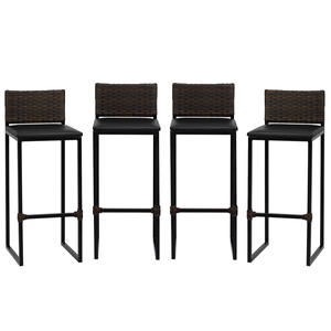 Kit 4 Bancos Quadrado Junco Argila para Bancada Alta Cozinha Área Gourmet Bistrô Piscina Bar