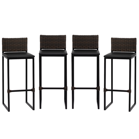 Kit 4 Bancos Quadrado Junco Argila para Bancada Alta Cozinha Área Gourmet Bistrô Piscina Bar