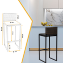Ver imagem 2 de Kit 4 Bancos Quadrado Junco Argila para Bancada Alta Cozinha Área Gourmet Bistrô Piscina Bar