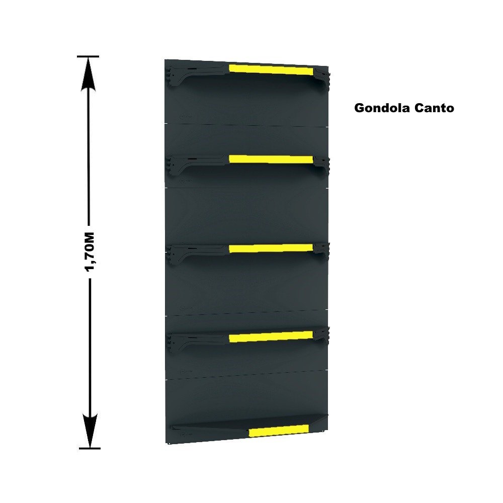 Gondola Parede 170 Fit Ate 2 Metros 1 Canto Preto 15b Pe Amarelo - 3