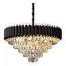 Lustre Redondo Preto e Dourado com Cristais 8e14 50cm Paris Luz - 1