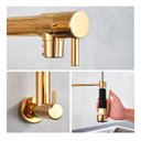 Ver imagem 3 de Torneira de Parede Cozinha Gourmet Cor Dourada Aço Inox 304 - Brinovar