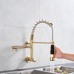 Torneira de Parede Cozinha Gourmet Cor Dourada Aço Inox 304 - Brinovar - 7