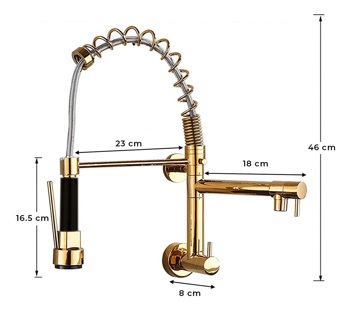 Torneira de Parede Cozinha Gourmet Cor Dourada Aço Inox 304 - Brinovar - 8