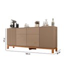 Ver imagem 2 de Aparador Buffet Sala de Estar Cozinha 4 Portas 180cm Visari Marrom/Freijó C01 - D’Rossi