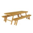 Ver imagem 3 de Conjunto Mesa Rústica com Bancos Madeira Maciça 2,40m Área Externa Churrasco Jardim Laranja/Cera Mel