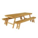 Ver imagem 3 de Conjunto Mesa Rústica com Bancos Madeira Maciça 2,40m Área Externa Churrasco Jardim Laranja/Cera Mel