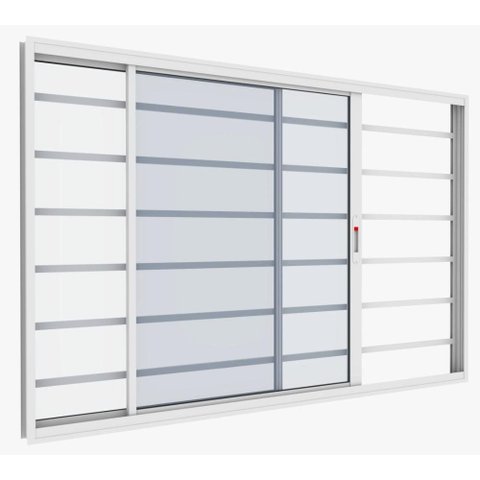 Janela de Correr Alumínio Branco 02 Folhas c/Grade Horizontal Confort - 100x100