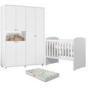 Ver imagem 1 de Berço Americano Carinho com Colchão Gazin com Guarda Roupa Infantil Vittoria 6 Portas Branco - Móvei