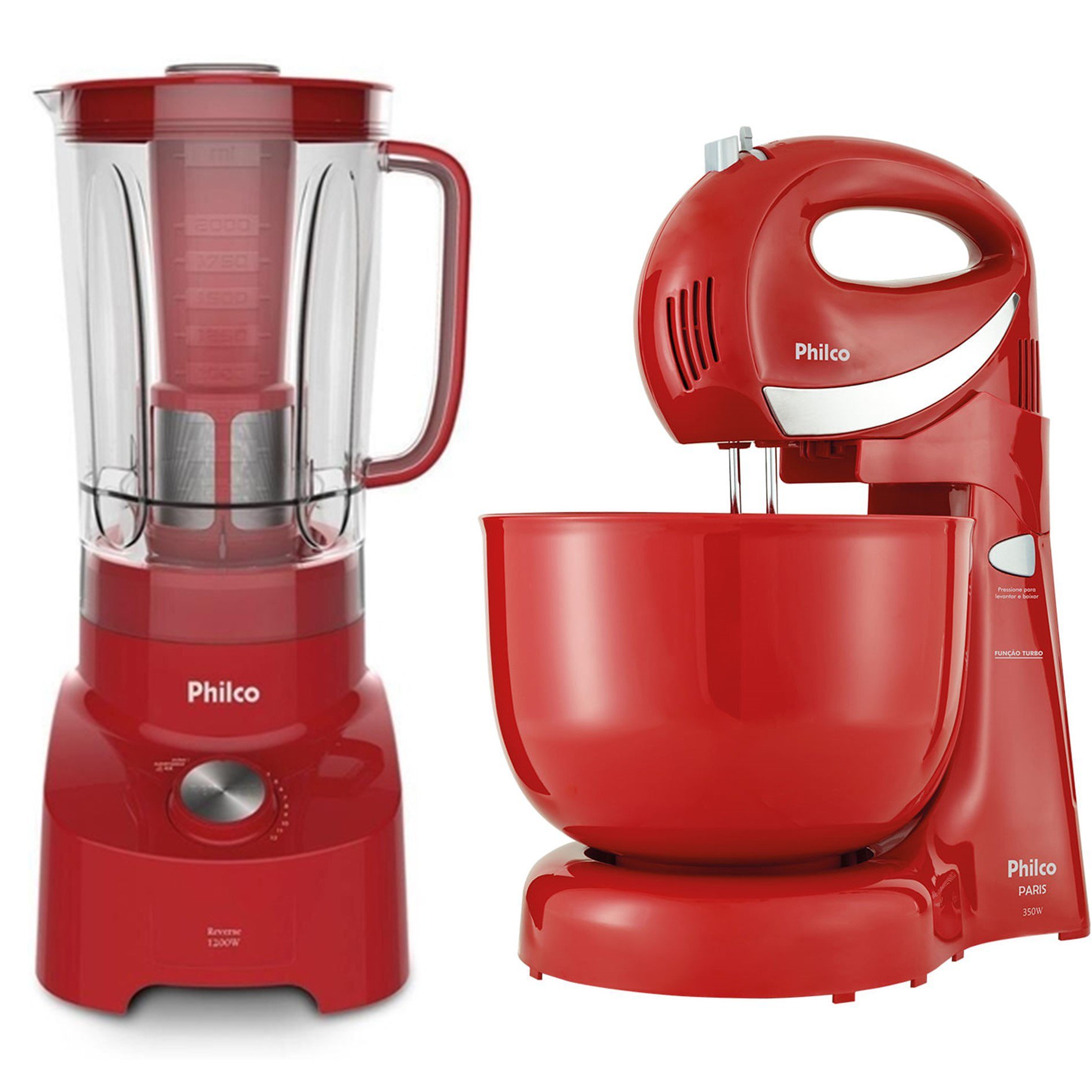 KIT PHILCO VERMELHO 127V - BATEDEIRA PARIS 350W + LIQUIDIFICADOR ...