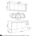 Ver imagem 4 de Armário de Cozinha Nevada e Balcão Gabinete 180cm com Pia Dallas Cinza Claro - Lumil Lumil Móveis