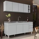 Ver imagem 2 de Armário de Cozinha Nevada e Balcão Gabinete 180cm com Pia Dallas Cinza Claro - Lumil Lumil Móveis