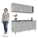 Ver imagem 5 de Armário de Cozinha Nevada e Balcão Gabinete 180cm com Pia Dallas Cinza Claro - Lumil Lumil Móveis